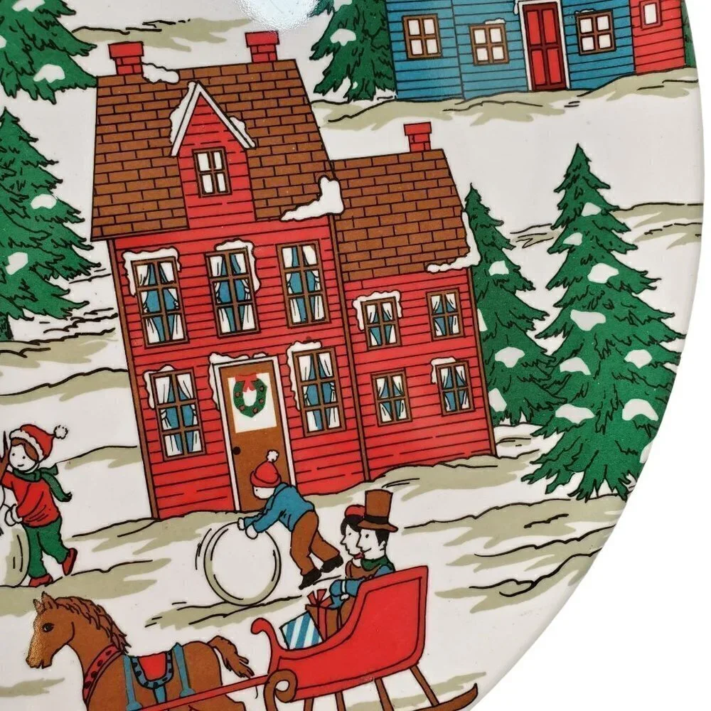 Taipro Melamine Christmas Serving Plate Platter 14.5 Inch Diameter Centerpiece